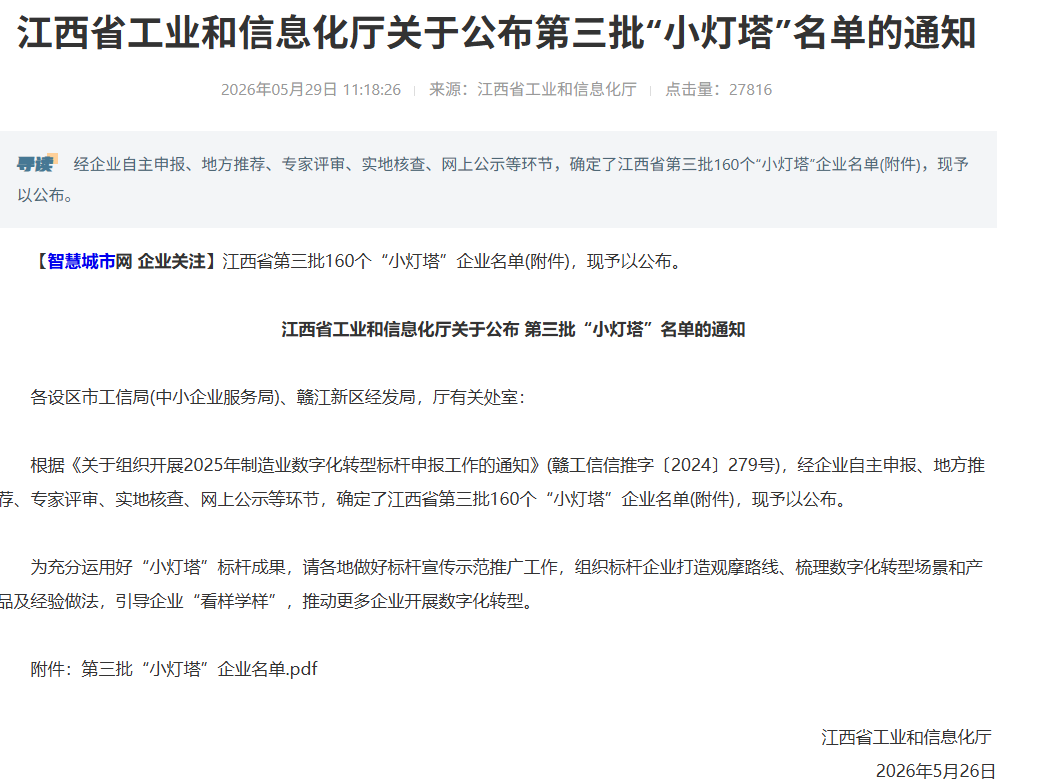 JiuJiang RuYang Precision sélectionné dans la troisième liste des entreprises "Phare" de la province du Jiangxi